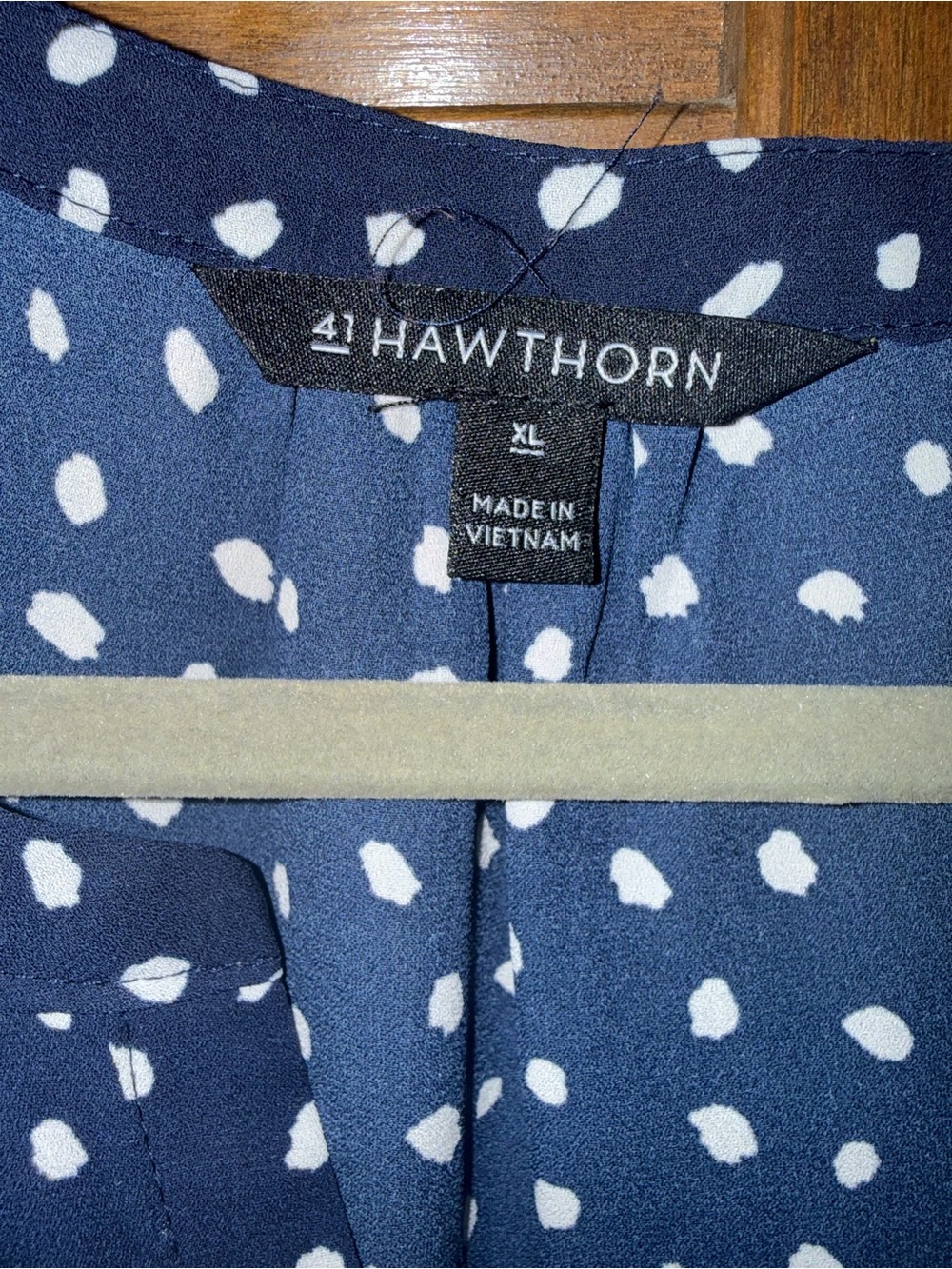 41 Hawthorn XL navy polka dot blouse EUC - Picture 2 of 4